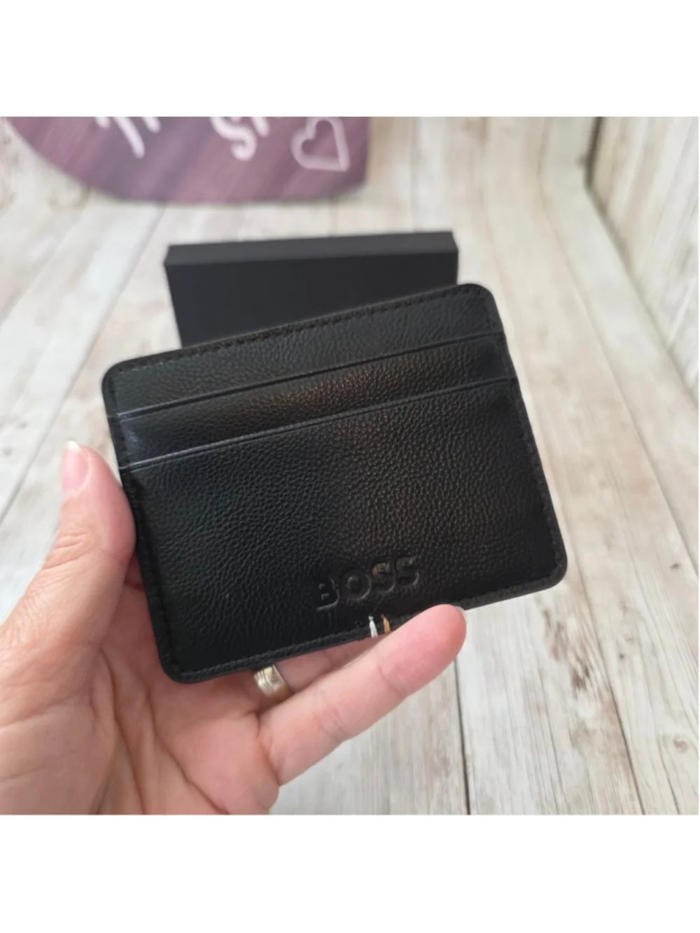 Men's BOSS Black Leather Card Holder NWOT